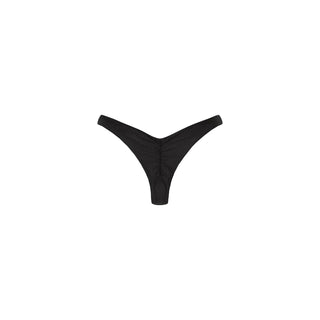 KULANI KINIS Gathered Deep V Thong Bikini Bottom - Twilight Black - The Salty BabeSwim Bottoms