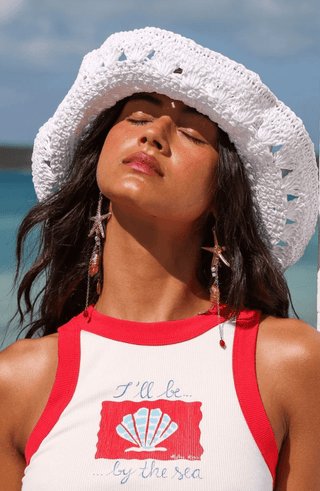 KULANI KINIS Straw Crochet Bucket Hat - Whipped White - The Salty BabeHats