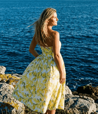 Lemon Bloom Strapless Midi Dress - The Salty BabeDresses