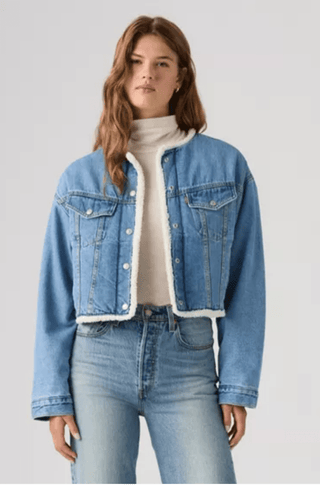 LEVI'S 90s Shrunken Collarless Trucker Jacket - Inner Adventurer Stone | The Salty Babe