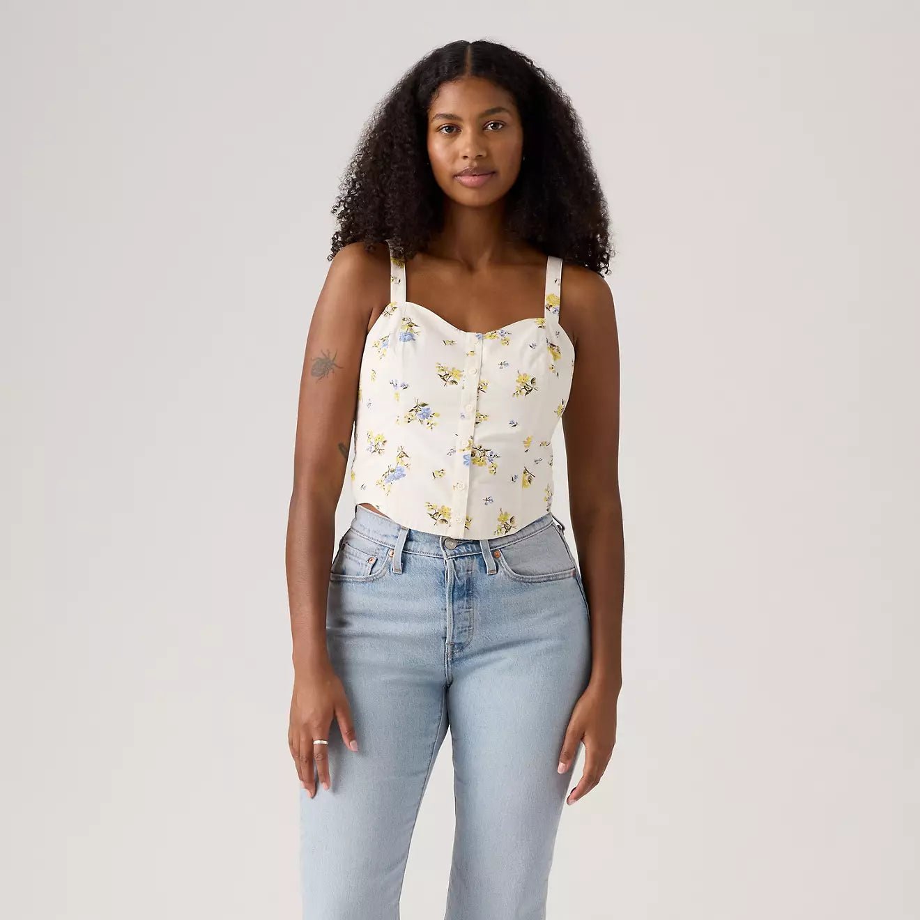 LEVI'S Adore Bustier Top - Deirdre Floral Egret - The Salty BabeTop