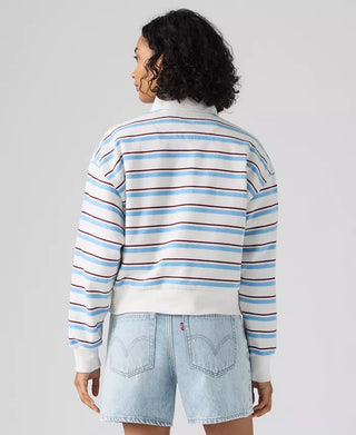 LEVI'S Everyday Quarter Zip Sweatshirt - Ruby Stripe Alaskan Blue - The Salty BabeSweatshirt