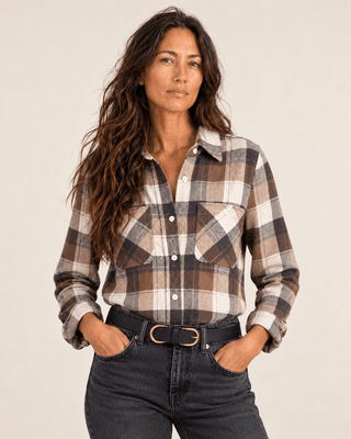 Lewis Flannel Shirt- Cream Brown Plaid | The Salty Babe