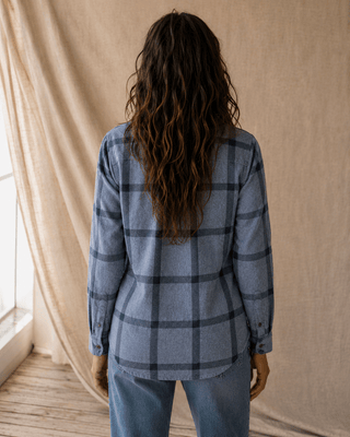Lewis Flannel Shirt- Navy Windowpane - The Salty BabeLong Sleeve Tops