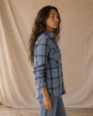 Lewis Flannel Shirt- Navy Windowpane - The Salty BabeLong Sleeve Tops