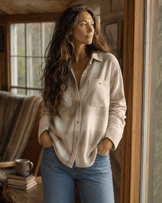 Lewis Flannel Shirt- Sand Taupe Plaid - The Salty BabeLong Sleeve Tops