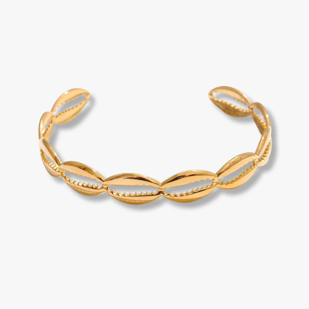 LIV BELLA VITA Ariel Cowrie Shell Adjustable Cuff Bracelet - The Salty Babebracelet