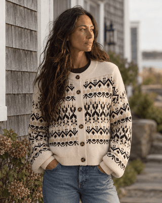 Lizzie Cardigan - Oat Tan Aztec - The Salty BabeSweaters