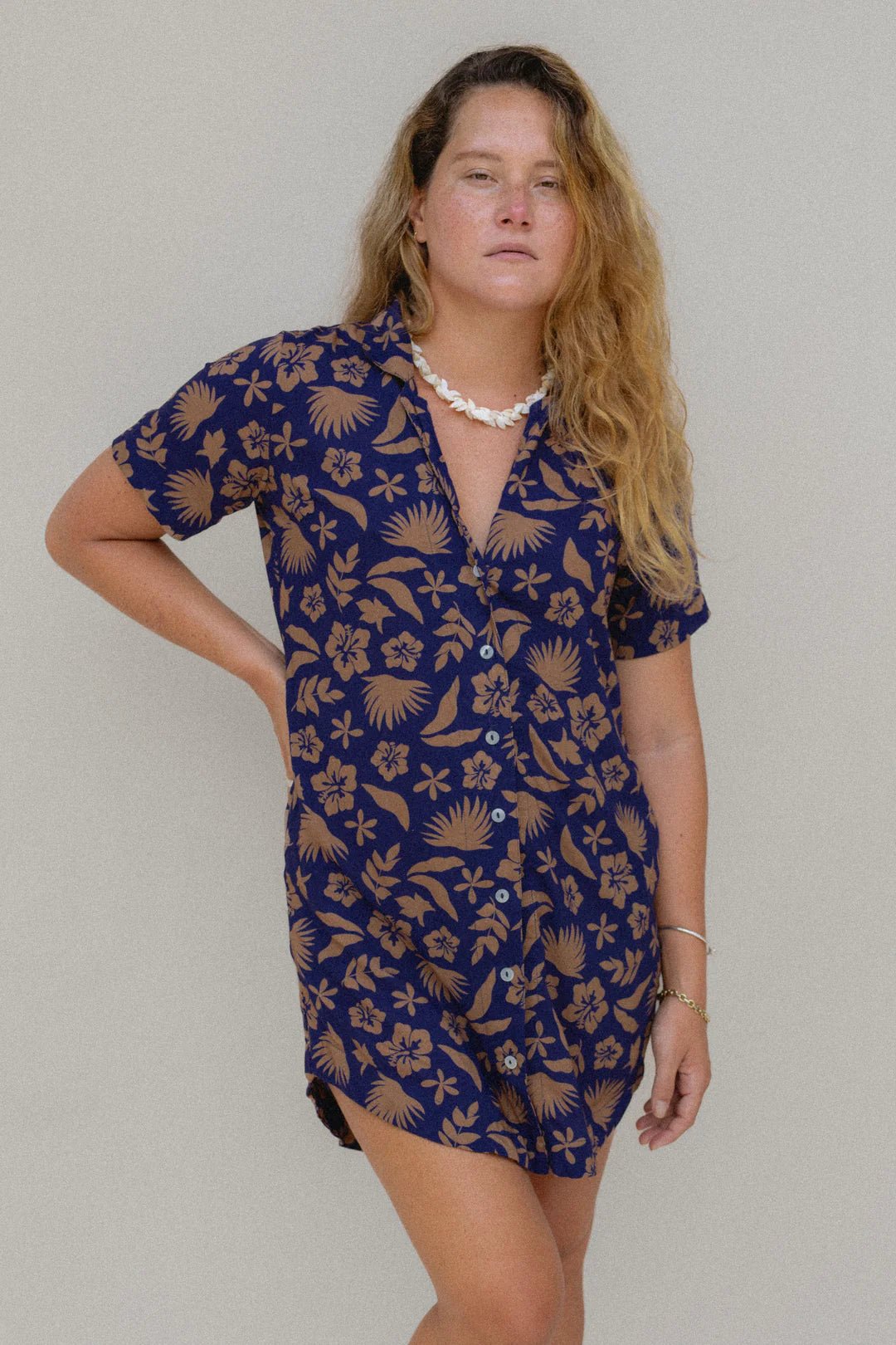 LOKAHI Aloha Shirt Dress - Deep Blue - The Salty BabeDresses