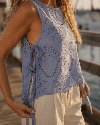 Lowen Eyelet Sleeveless Top - Lilac - The Salty BabeTop