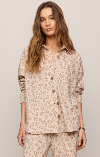 ZSUPPLY All Day Knit Leopard Jacket in Sandstone 