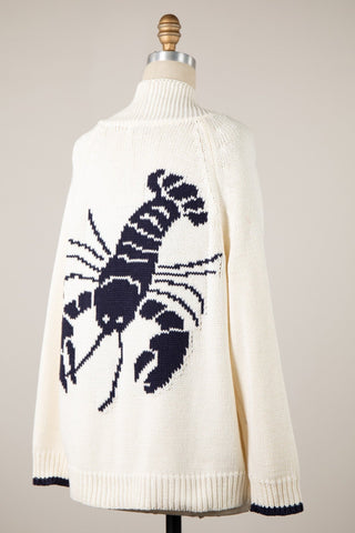 Lucky Lobster Cardigan - Cream/Navy - The Salty BabeSweaters