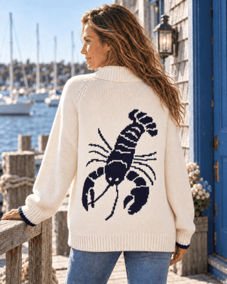 Lucky Lobster Cardigan - Cream/Navy - The Salty BabeSweaters