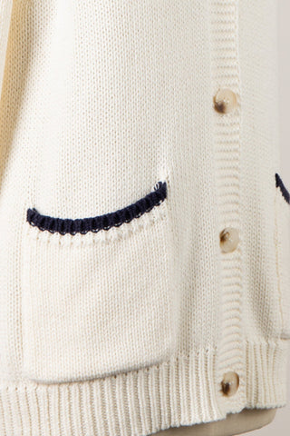 Lucky Lobster Cardigan - Cream/Navy - The Salty BabeSweaters
