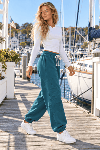 Lucky Star Joggers - Dark Teal | The Salty Babe