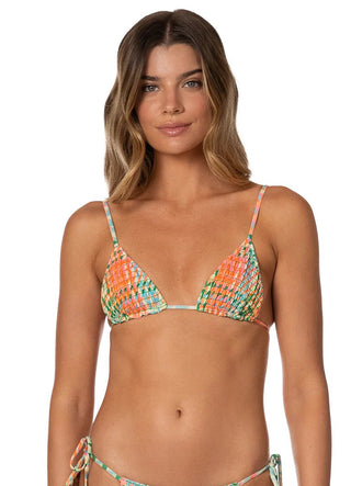 MAAJI Dreamy Grid Zen Sliding Triangle Bikini Top - Open Green - The Salty BabeSwim Tops