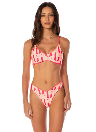 MAAJI Flame Coral Splendour Regular Rise Thin Side Bikini Bottom - Bright Red - The Salty BabeSwim Bottoms