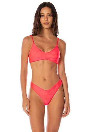 MAAJI Flame Coral Splendour Regular Rise Thin Side Bikini Bottom - Bright Red - The Salty BabeSwim Bottoms