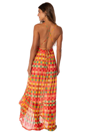 MAAJI Golden Gambit Moon Bay V Long Dress - Open Red - The Salty BabeDresses