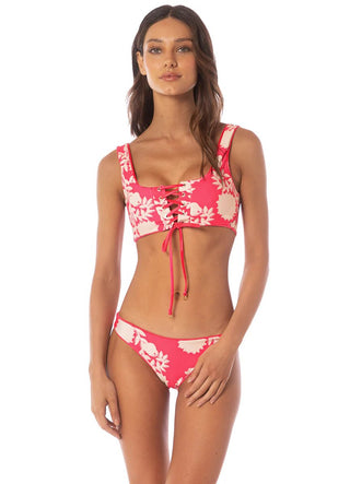MAAJI Lightpink Flowerbed Flirt Low Rise Thin Side Bikini Bottom - Red - The Salty BabeSwim Bottoms