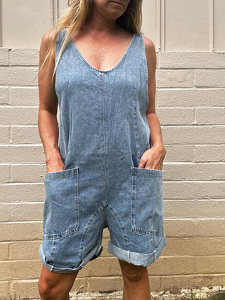 Maxwell Denim Shortalls - The Salty BabeClothing