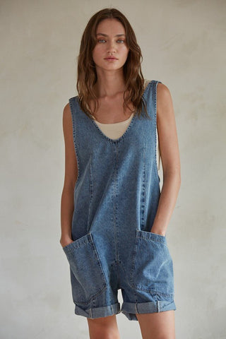 Maxwell Denim Shortalls - The Salty BabeClothing