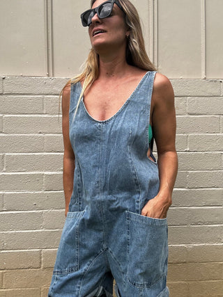 Maxwell Denim Shortalls - The Salty BabeClothing