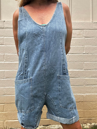 Maxwell Denim Shortalls - The Salty BabeClothing