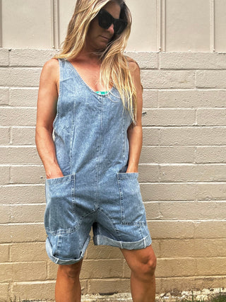 Maxwell Denim Shortalls - The Salty BabeClothing