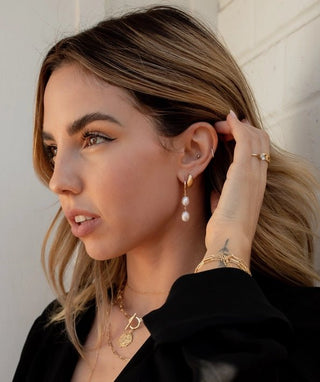 MAY MARTIN Double Pearl Hoops - The Salty BabeJewelry