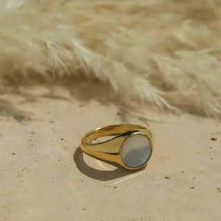 MAY MARTIN Mother of Pearl Signet Ring - The Salty BabeJewelry