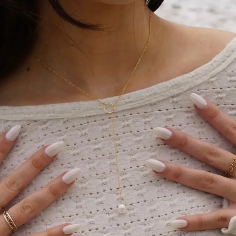 MAY MARTIN Pearl Pull - Thru Necklace - The Salty BabeJewelry