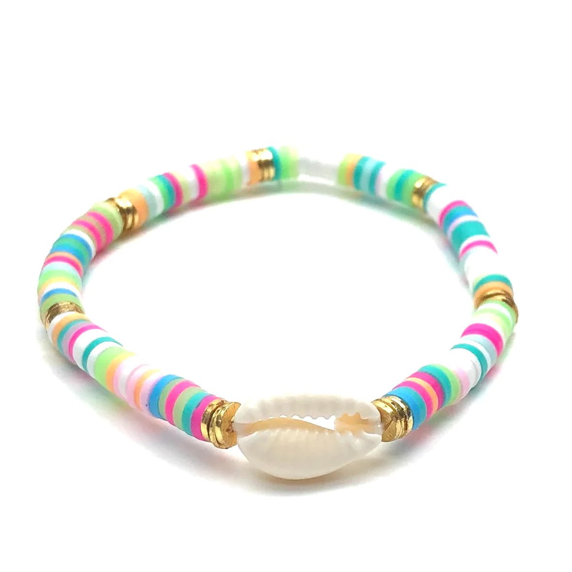 Mini Cowrie Heishi stripe bracelet - The Salty BabeJewelry