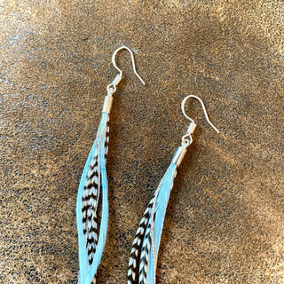 Mini Feather Earrings - Light Turquoise & Grizzly/Silver - The Salty BabeJewelry