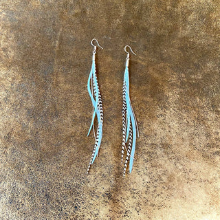Mini Feather Earrings - Light Turquoise & Grizzly/Silver - The Salty BabeJewelry