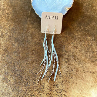 Mini Feather Earrings - Light Turquoise & Grizzly/Silver - The Salty BabeJewelry