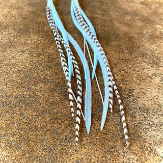 Mini Feather Earrings - Light Turquoise & Grizzly/Silver - The Salty BabeJewelry
