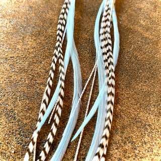 Mini Feather Earrings - Light Turquoise & Grizzly/Silver - The Salty BabeJewelry