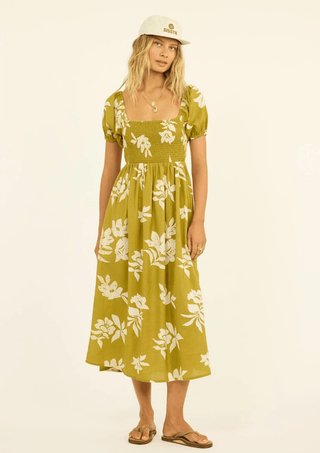 Moss Amor Woven Midi Dress - Sweet Moss - The Salty BabeDresses
