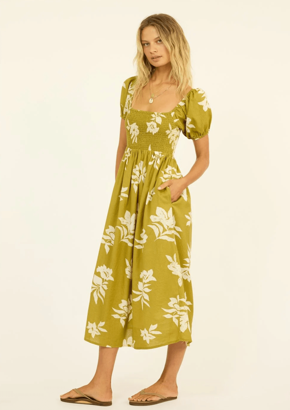 Moss Amor Woven Midi Dress - Sweet Moss - The Salty BabeDresses