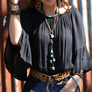 Multi-Strand Leather Cuff with Antique Gold Studs - The Salty BabeJewelry