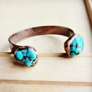 Natural Turquoise Cuff Bangle Bracelet - The Salty BabeJewelry