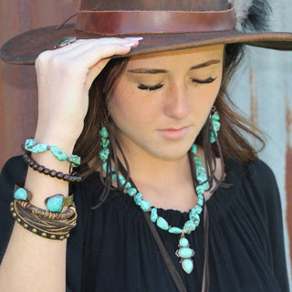 Natural Turquoise Cuff Bangle Bracelet - The Salty BabeJewelry