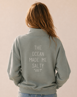 Ocean Made Me Salty Quarter-Zip Sweatshirt — Sage - The Salty BabeSweatshirt