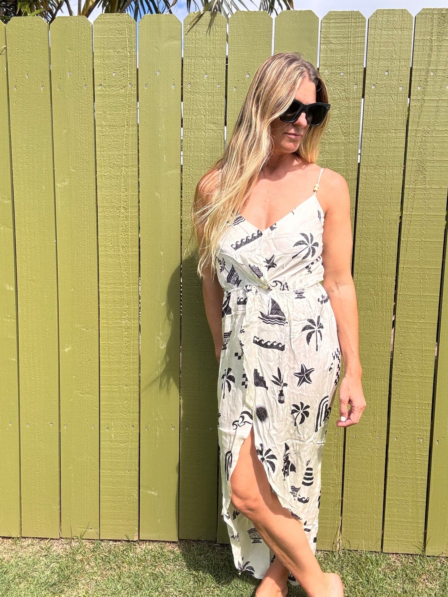 OD Beach Vibe Printed Satin Maxi Dress - The Salty BabeDresses