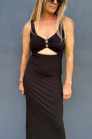 OD Heavy Rib Knit Cut Out Maxi Dress - Black - The Salty BabeDresses