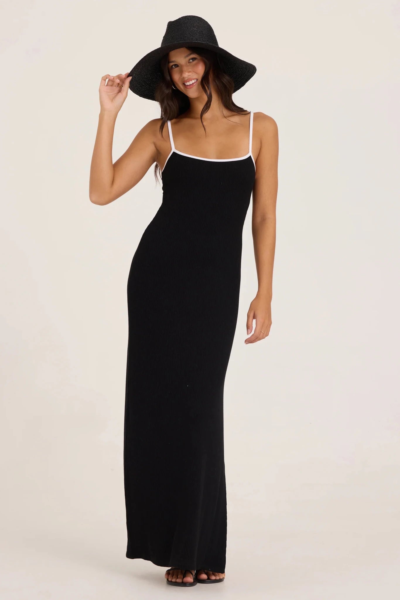 OD Heavy Rib Knit Maxi Dress - Black/White - The Salty BabeDresses