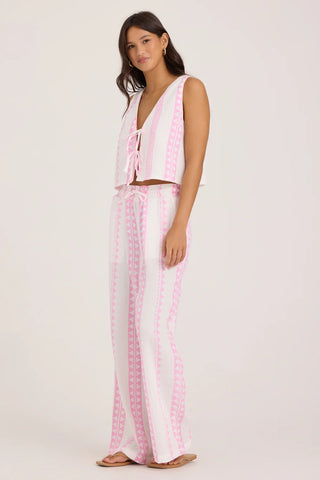 OD Pink Tribal Front Tie Vest Top - The Salty BabeTop