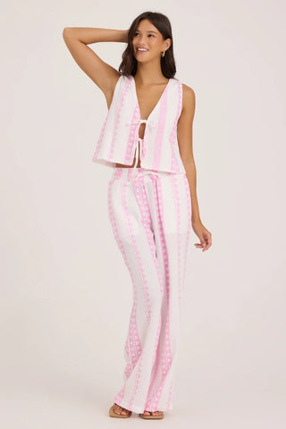 OD Pink Tribal Front Tie Vest Top - The Salty BabeTop