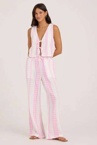 OD Pink Tribal Front Tie Vest Top - The Salty BabeTop